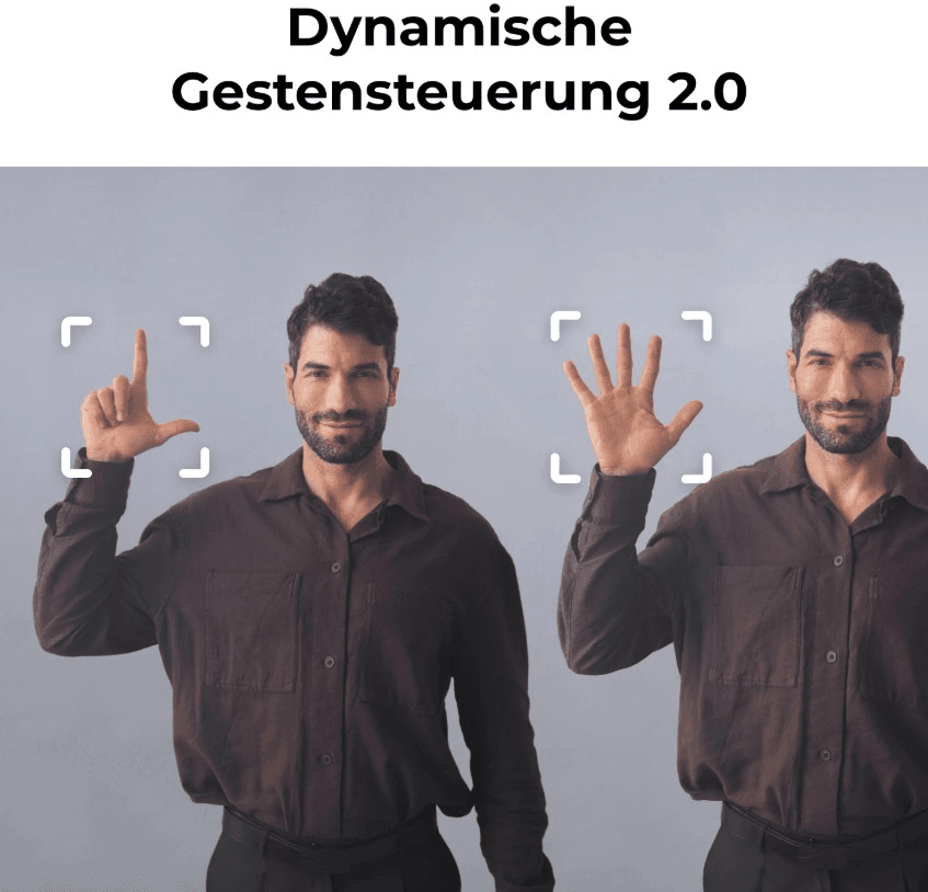 Представь, что ты свободно перемещаешься по комнате во время презентации: технология AI‑Tracking 2.0 удерживает тебя в центре кадра, а режим Voice Tracking автоматически переключается на того, кто говорит.